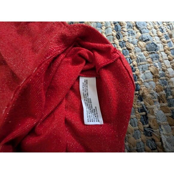 Red Cropped Pullover Sweater S Lightweight L/S Sparkly Glitter Front Pocket - Picture 4 of 7